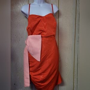 Sleeveless Red Mini Dress with Pink Sash